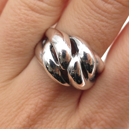 925 Sterling Silver Vintage Modernist Interlocked Oxidized Ring Size 9