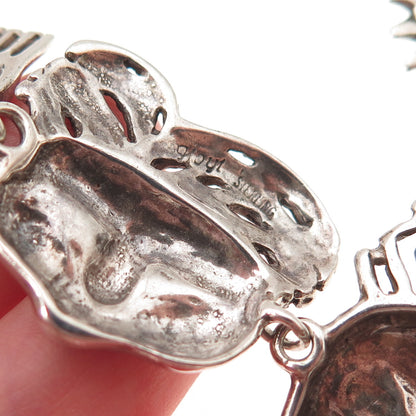 Nancy Hoyt Sterling Silver Vintage Abstract Masks Bracelet 6.75" (missing lock)