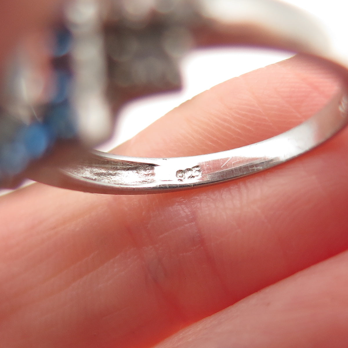 Chuck Clemency 925 Sterling Silver Blue & White C Z Ring Size 7