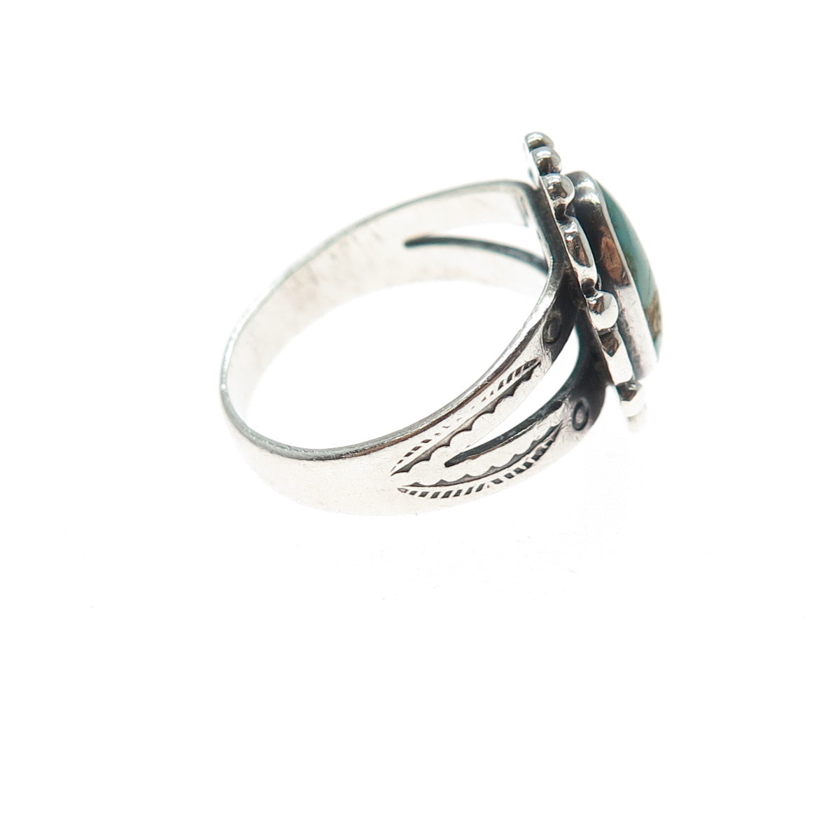 Old Pawn 925 Sterling Silver Vintage Southwestern Kingman Turquoise Ring Size 5