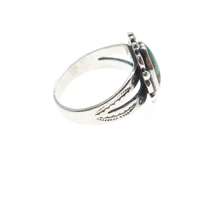 Old Pawn 925 Sterling Silver Vintage Southwestern Kingman Turquoise Ring Size 5