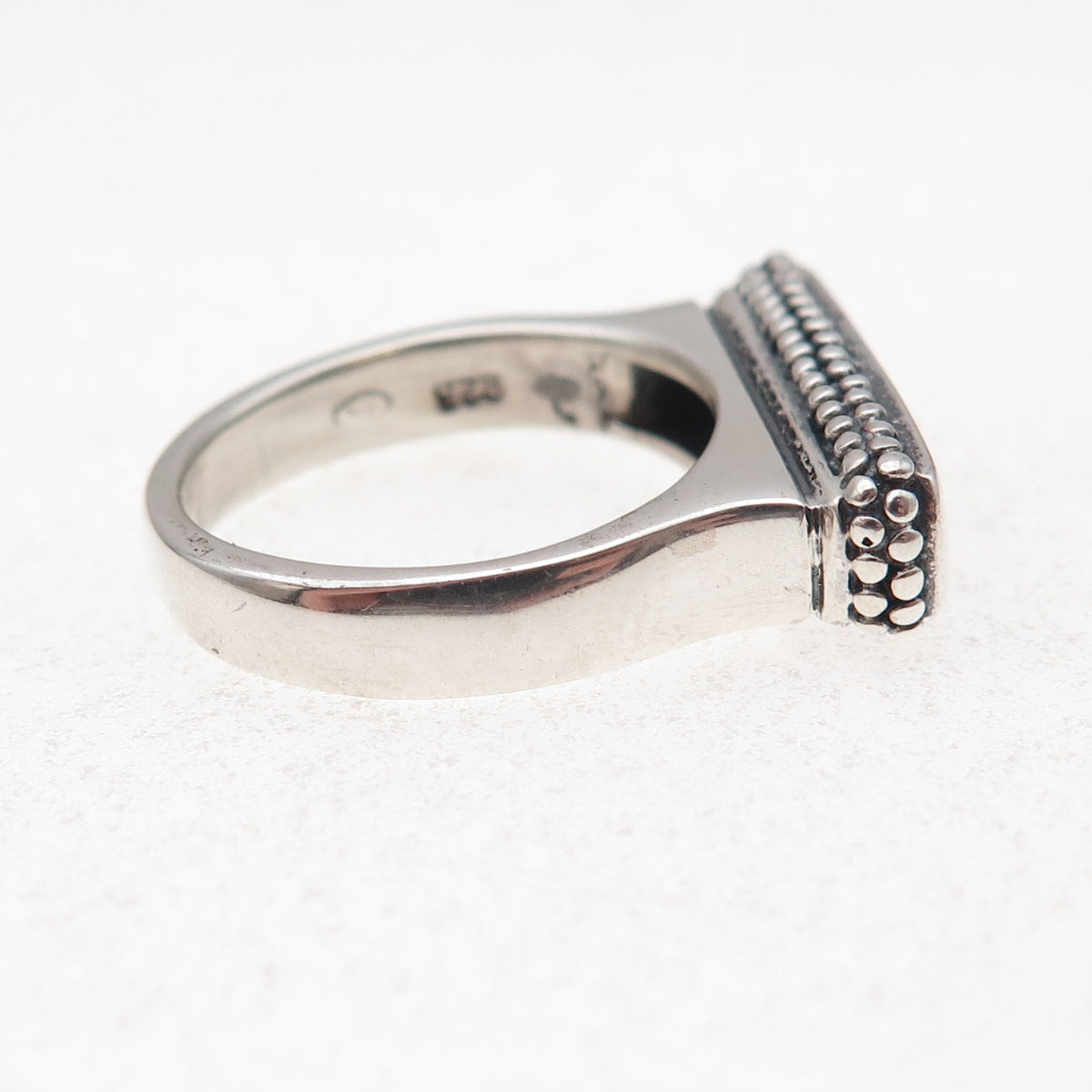 Boma Sterling Silver Vintage Real Lapis Modernist Bar Oxidized Ring Size 7.25