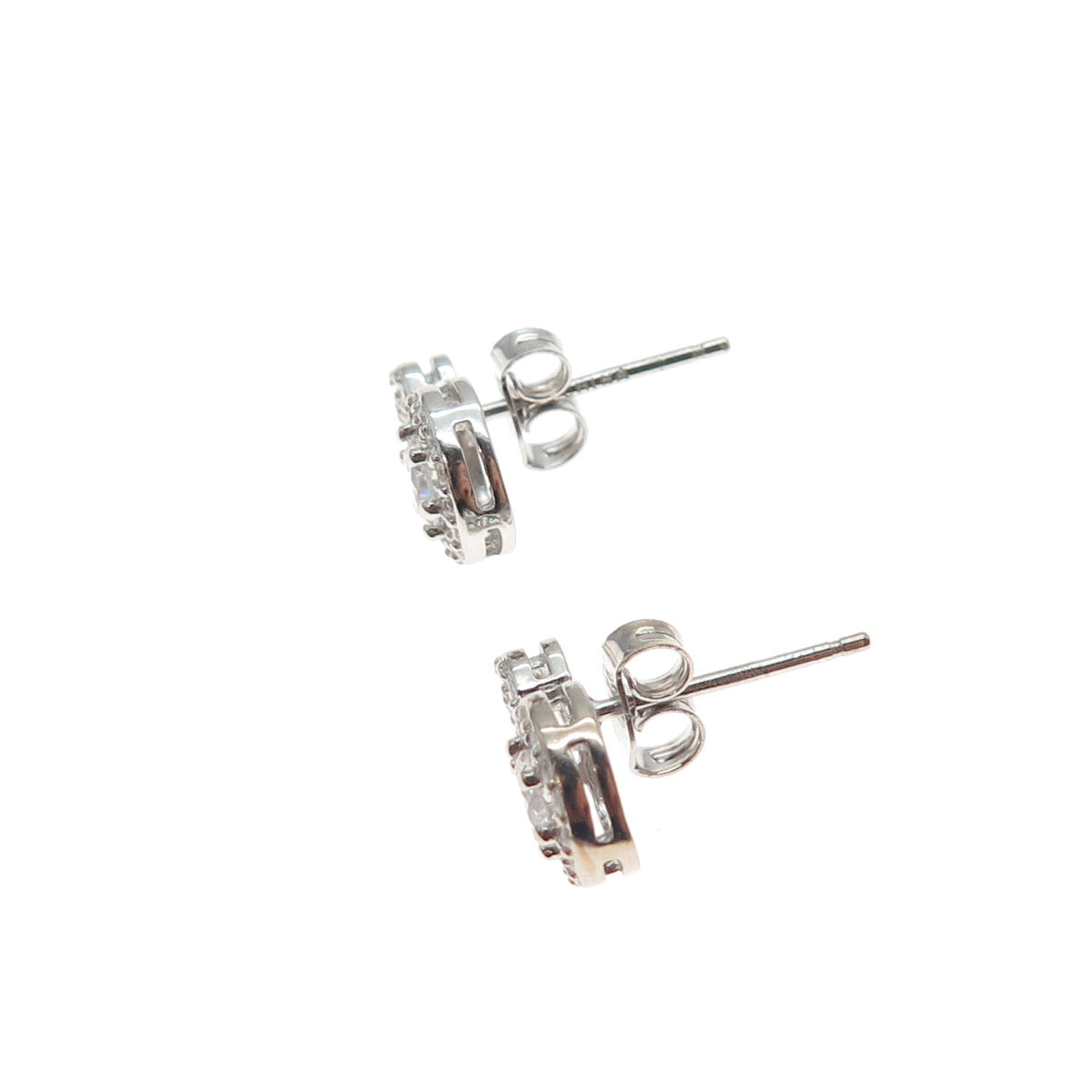 925 Sterling Silver Round-Cut C Z Snowman Stud Earrings