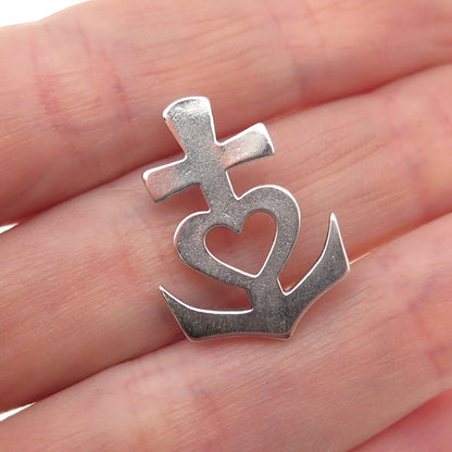 John W Kessler 925 Sterling Silver Vintage Faith Hope & Love Slide Charm Pendant