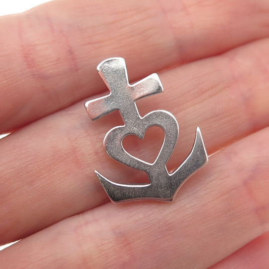 John W Kessler 925 Sterling Silver Vintage Faith Hope & Love Slide Charm Pendant