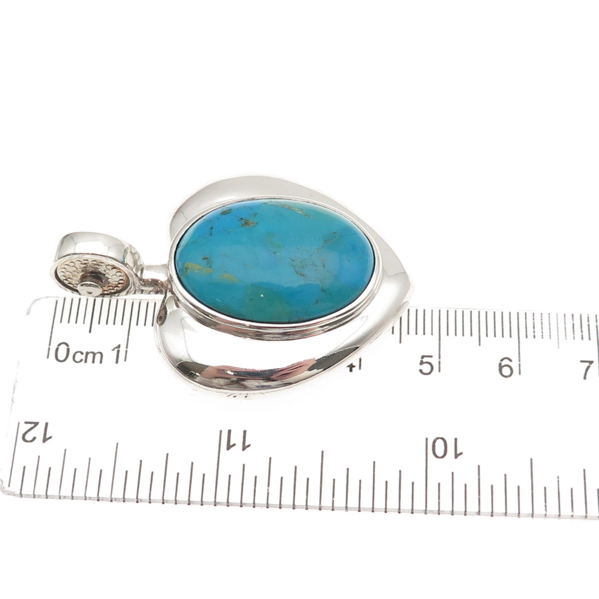 ESPO Joseph Esposito Sterling Silver Vintage Real Turquoise Heart Clip Pendant