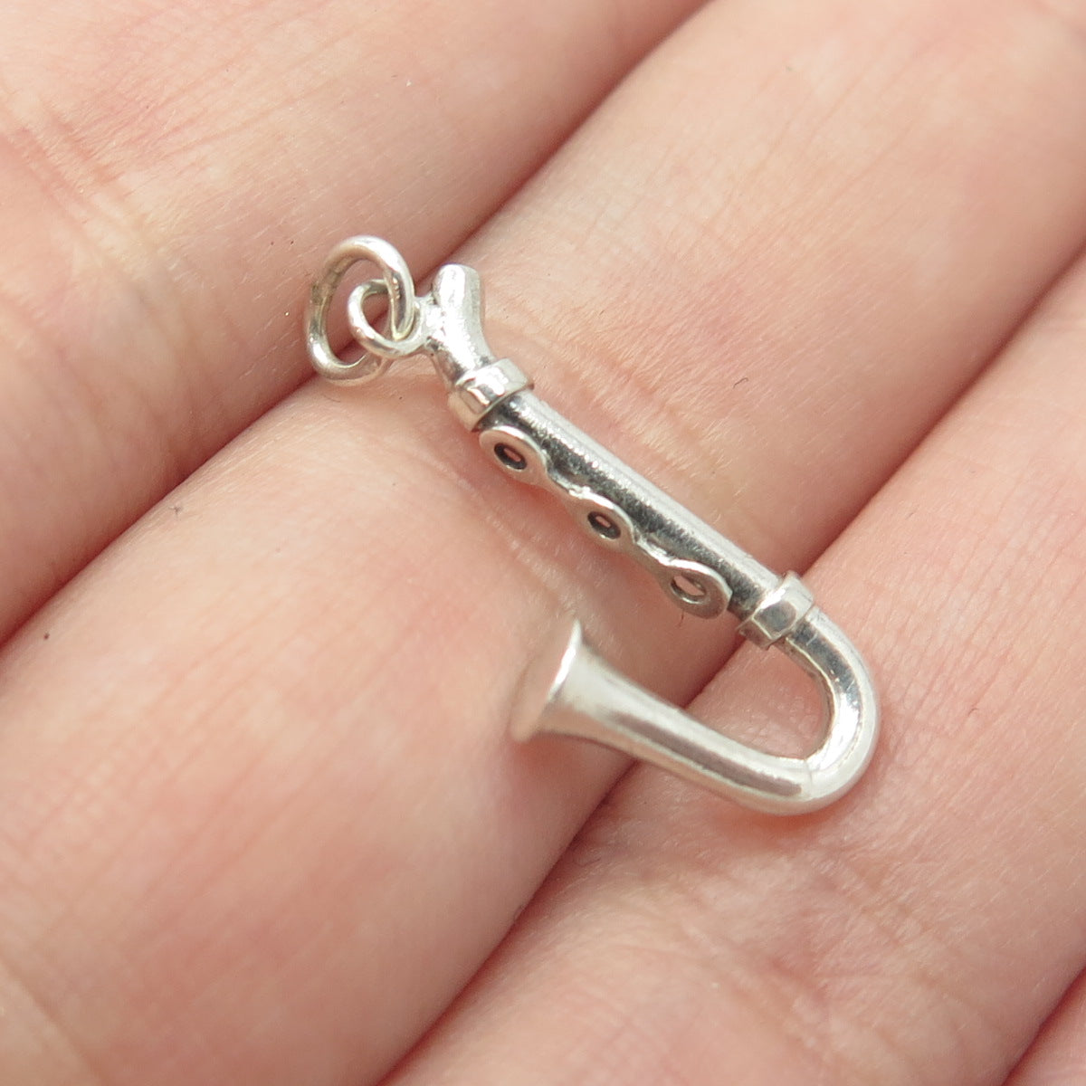 925 Sterling Silver Vintage Saxophone Musical Instrument Charm Pendant