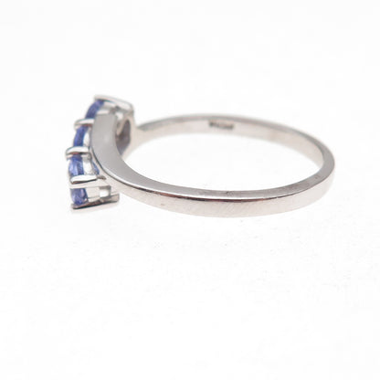 RJ Graziano 925 Sterling Silver Real Round-Cut Tanzanite Bypass Ring Size 8