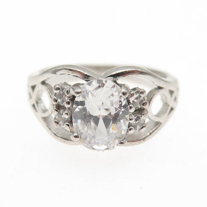 925 Sterling Silver Oval & Round-Cut C Z Promise Ring Size 5.75