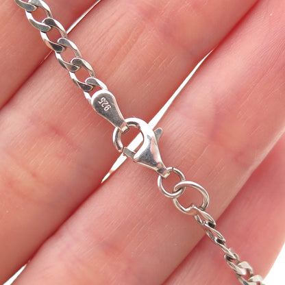 925 Sterling Silver Vintage Italy Heart Curb Link ID Bracelet 5.75"