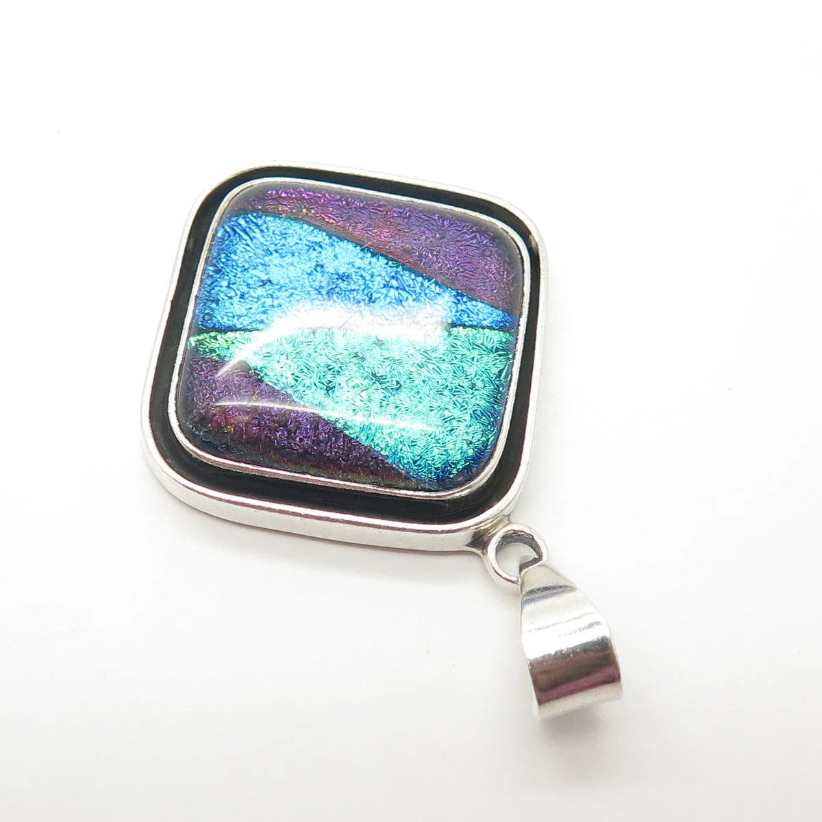 925 Sterling Silver Vintage Mexico Roman Glass Pendant