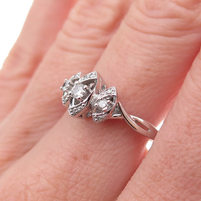 Sai 925 Sterling Silver Real Round-Cut Diamond Ring Size 7