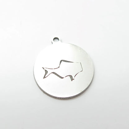 925 Sterling Silver USA Two In Town Fish Charm Pendant