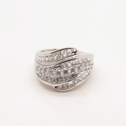 925 Sterling Silver MEDA C Z Wrapped Ring Size 7.75
