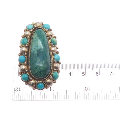 925 Sterling Silver Gold Plated Vintage Israel Real Eilat & Turquoise Pin Brooch