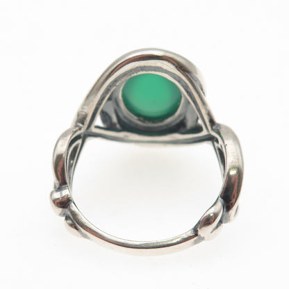 Carolyn Pollack Sterling Vintage Real Green Chalcedony Modernist Ring Size 10