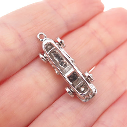 925 Sterling Silver Vintage Race Car 3D Charm Pendant