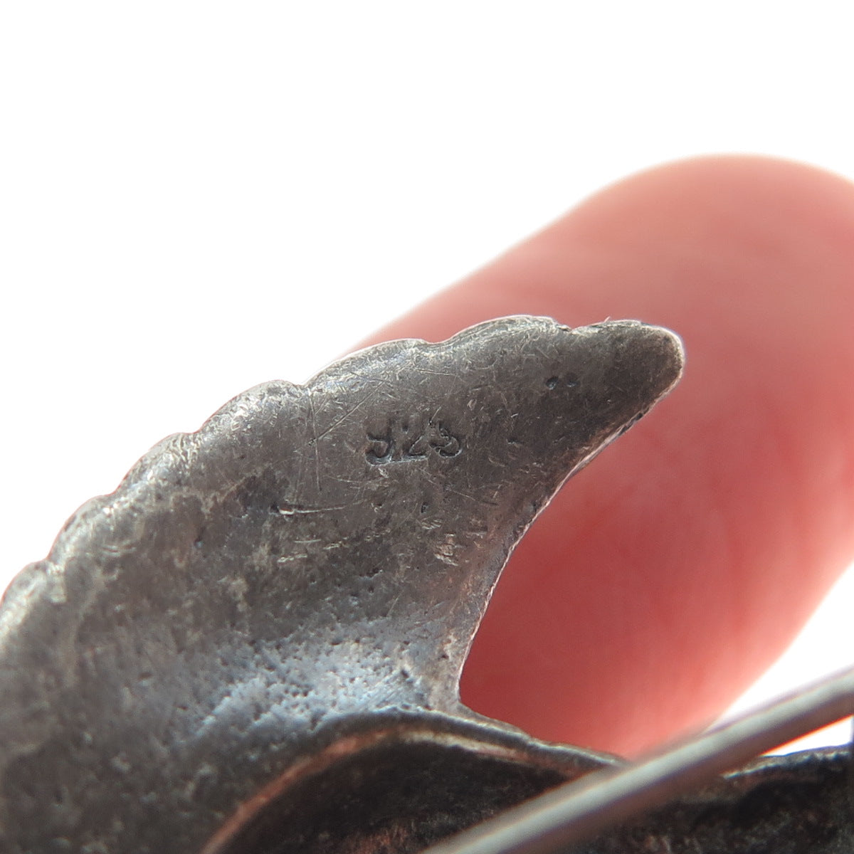 925 Sterling Silver Vintage Amethyst Gem Rhinestone Hummingbird Oxidized Brooch