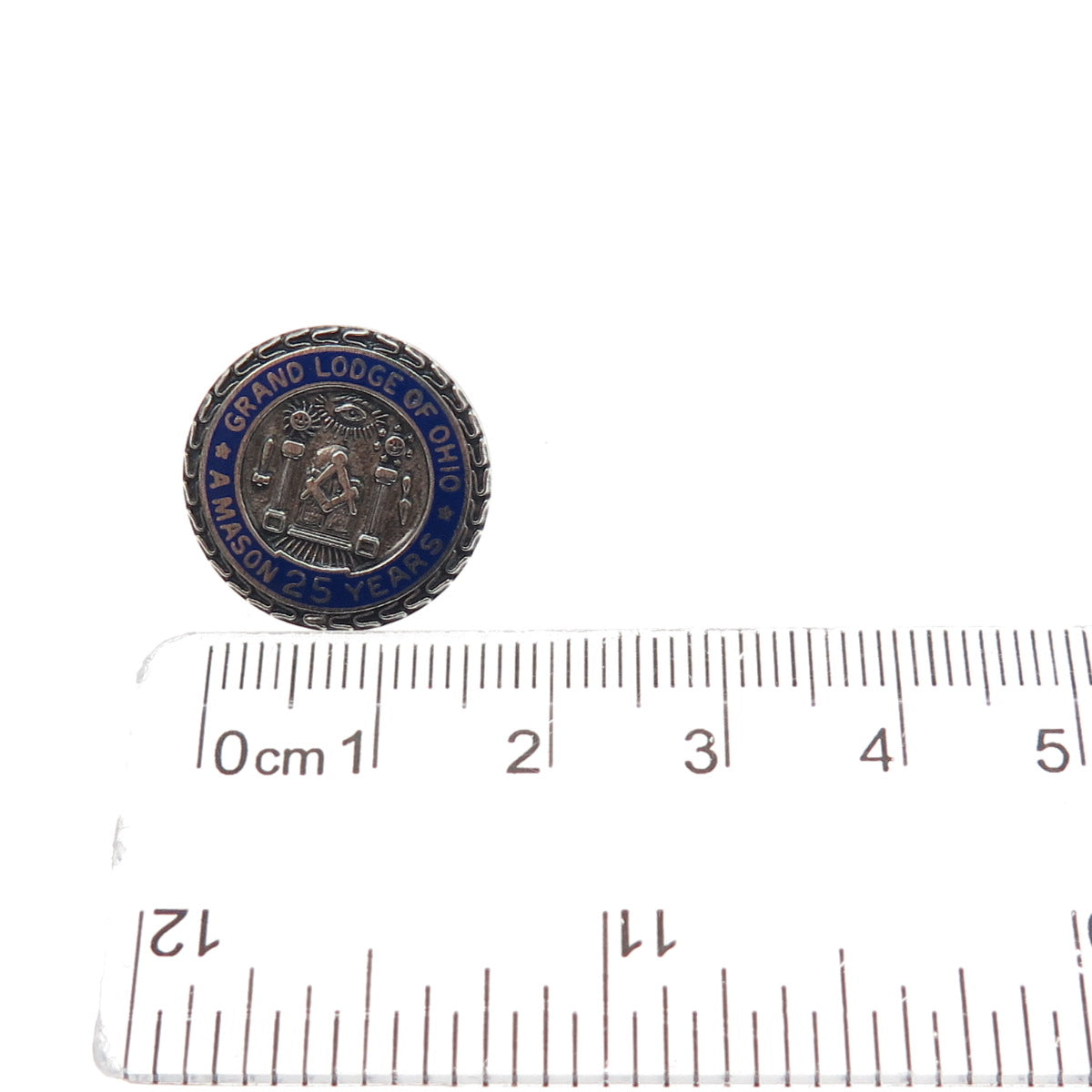 AULD Sterling Silver Vintage Enamel Grand Lodge of Ohio Mason 25 Years Lapel Pin