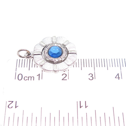 925 Sterling Vintage Blue Rhinestone Southern Connecticut State College Pendant