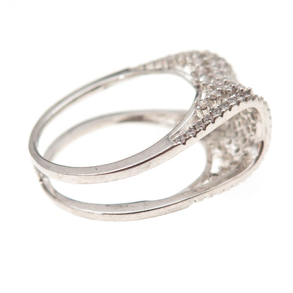 925 Sterling Silver Round-Cut C Z Modernist Cage Ring Size 10.25