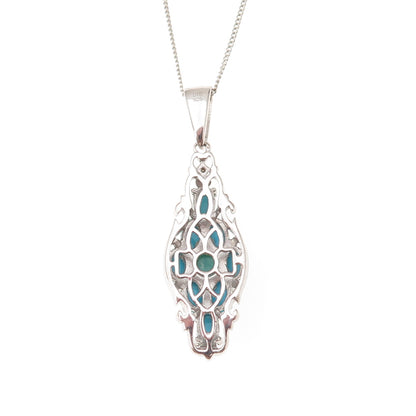 Chuck Clemency Sterling Silver Real Turquoise & Peridot Curb Chain Necklace 20"