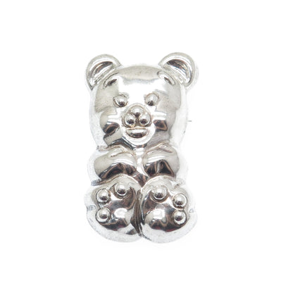 925 Sterling Silver Vintage Mexico Teddy Bear Pin Brooch / Pendant
