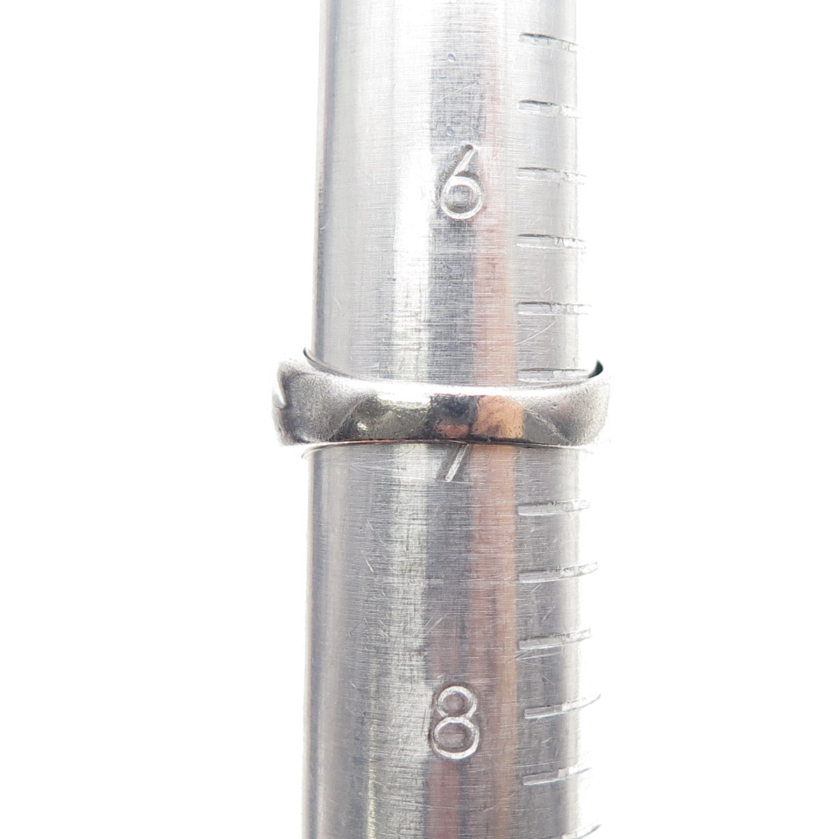 925 Sterling Silver Vintage Modernist Ribbed Oxidized Band Ring Size 7