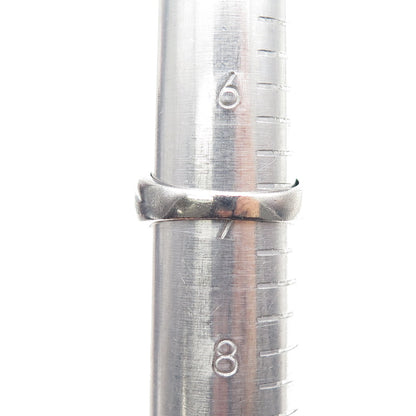 925 Sterling Silver Vintage Modernist Ribbed Oxidized Band Ring Size 7