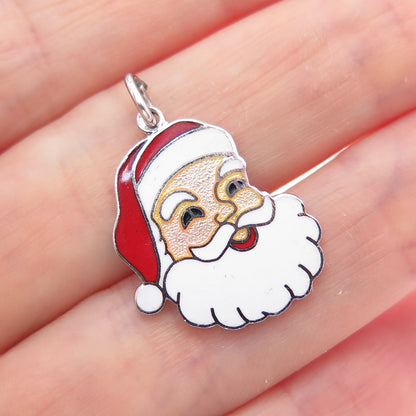 GRIFFITH & SON 925 Sterling Silver Vintage Enamel Santa Claus Minimalist Pendant