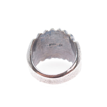 925 Sterling Silver Vintage Modernist Ribbed Oxidized Ring Size 5.25