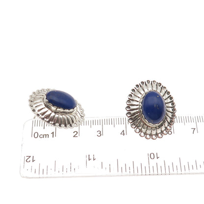 Old Pawn 925 Sterling Silver Vintage Southwestern Lapis Concho Tribal Earrings