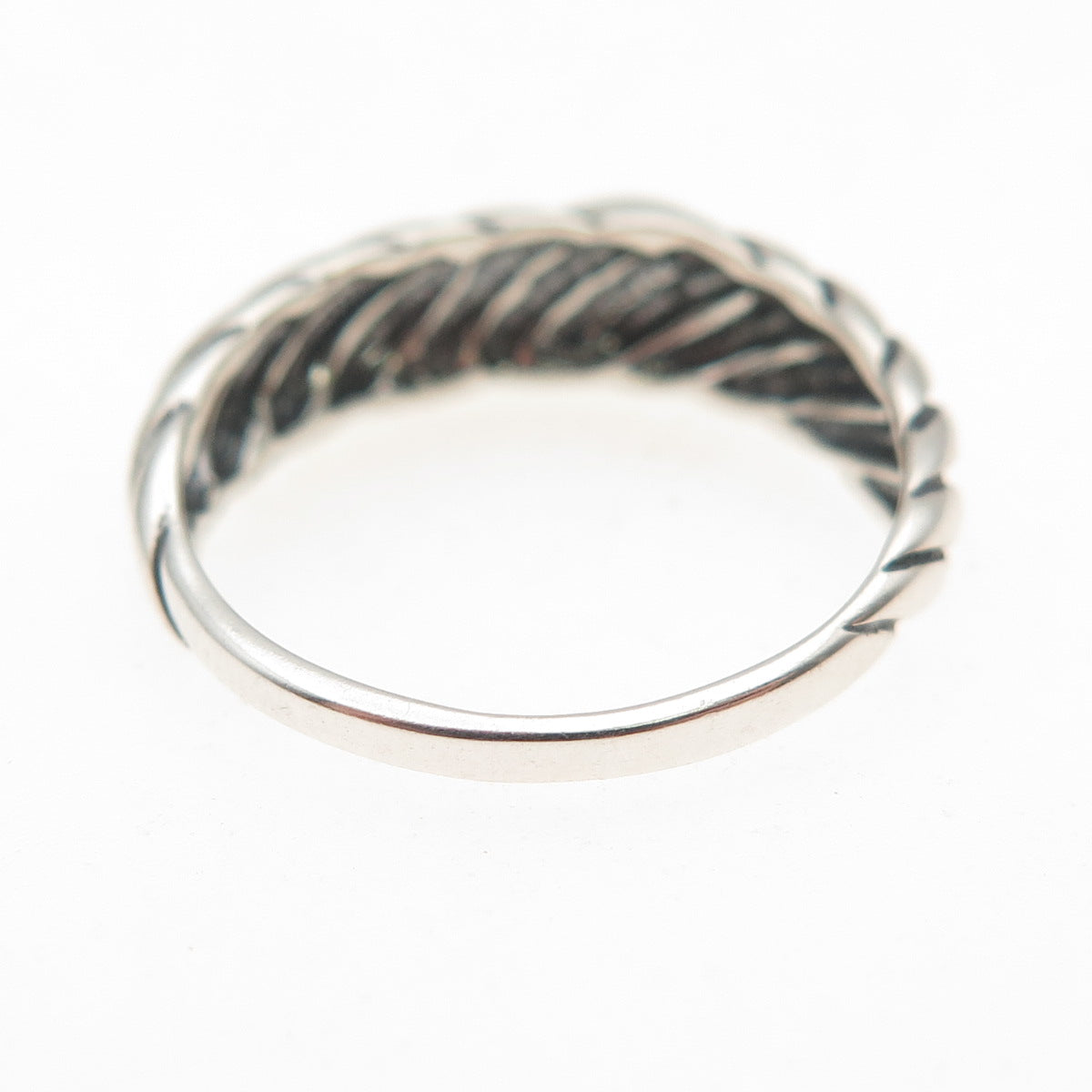 KABANA 925 Sterling Silver Vintage Modernist Ribbed Oxidized Ring Size 6.25