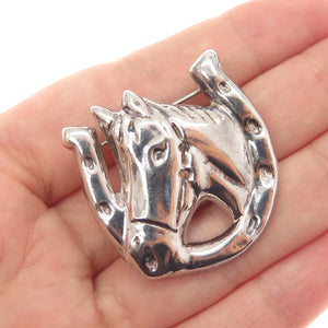 925 Sterling Silver Vintage Mexico Horse Club Pin Brooch / Pendant