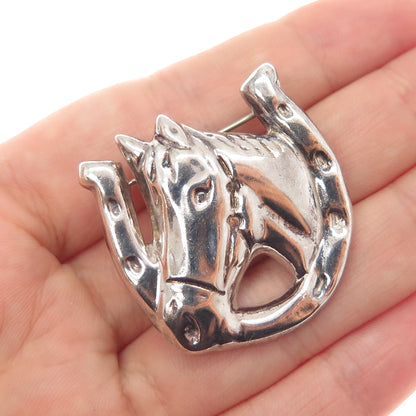 925 Sterling Silver Vintage Mexico Horse Club Pin Brooch / Pendant