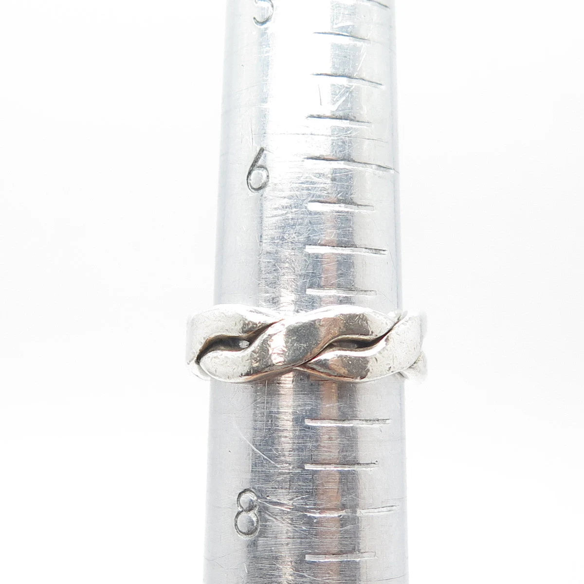 925 Sterling Silver Vintage Mexico Woven Band Ring Size 7.25