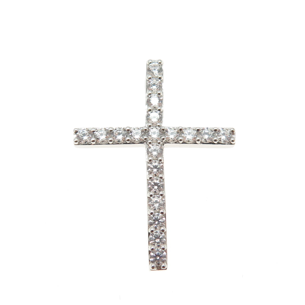 925 Sterling Silver Round-Cut C Z Cross Pendant