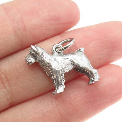 925 Sterling Silver Antique Art Deco Terrier Dog 3D Charm Pendant