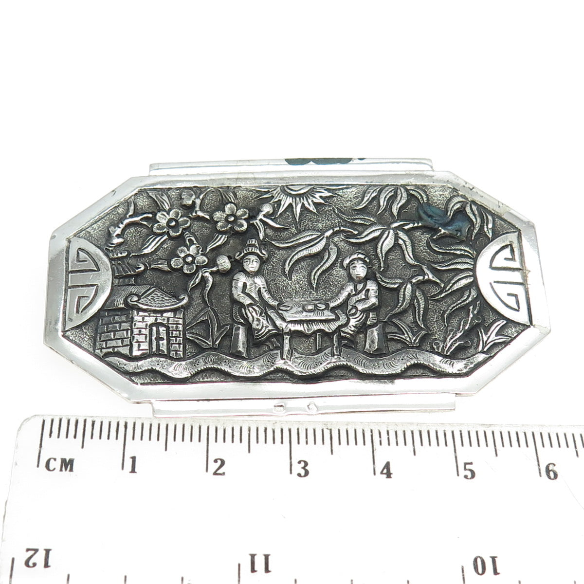 800 Silver Antique 1900-1910 Morocco Ottoman Empire Storyteller Reposse Brooch