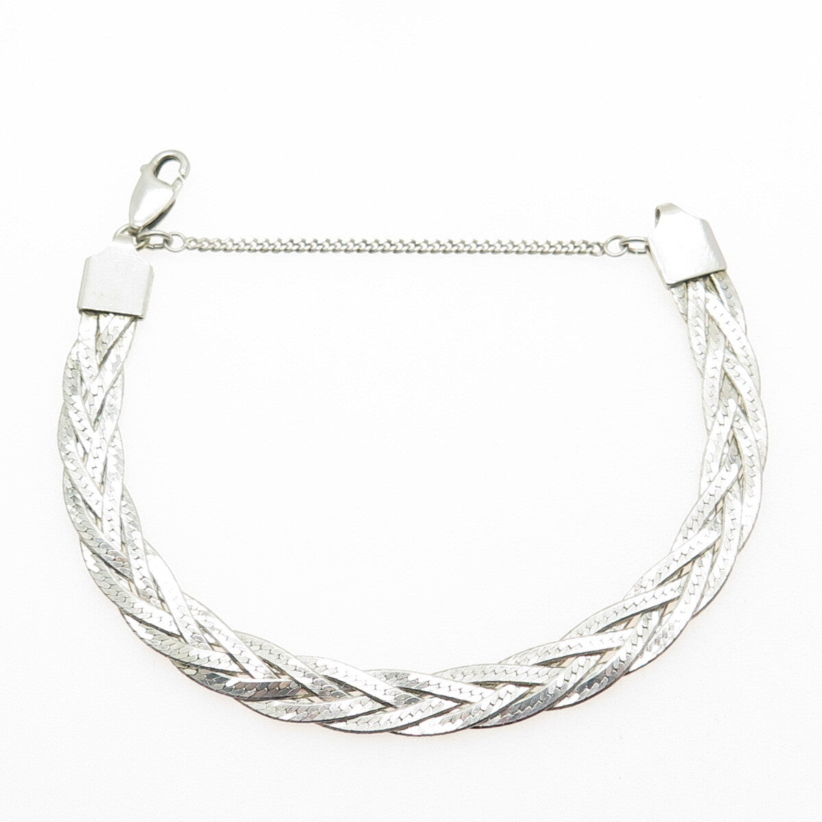 925 Sterling Silver Vintage Braided Link Bracelet 7.5"