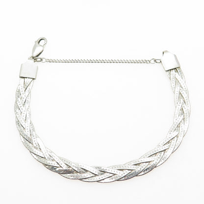 925 Sterling Silver Vintage Braided Link Bracelet 7.5"