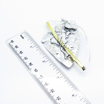 925 Sterling Silver 2-Tone Vintage Mary Ann Katke Modernist Pin Brooch