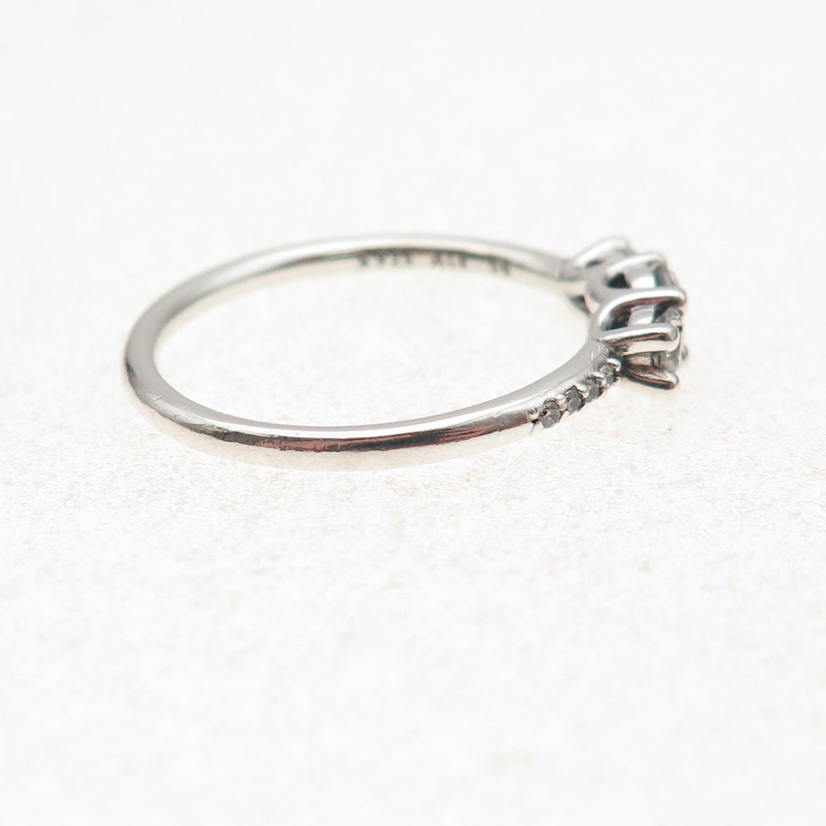 Pandora 925 Sterling Silver Round-Cut C Z Engagement Ring Size 7.5