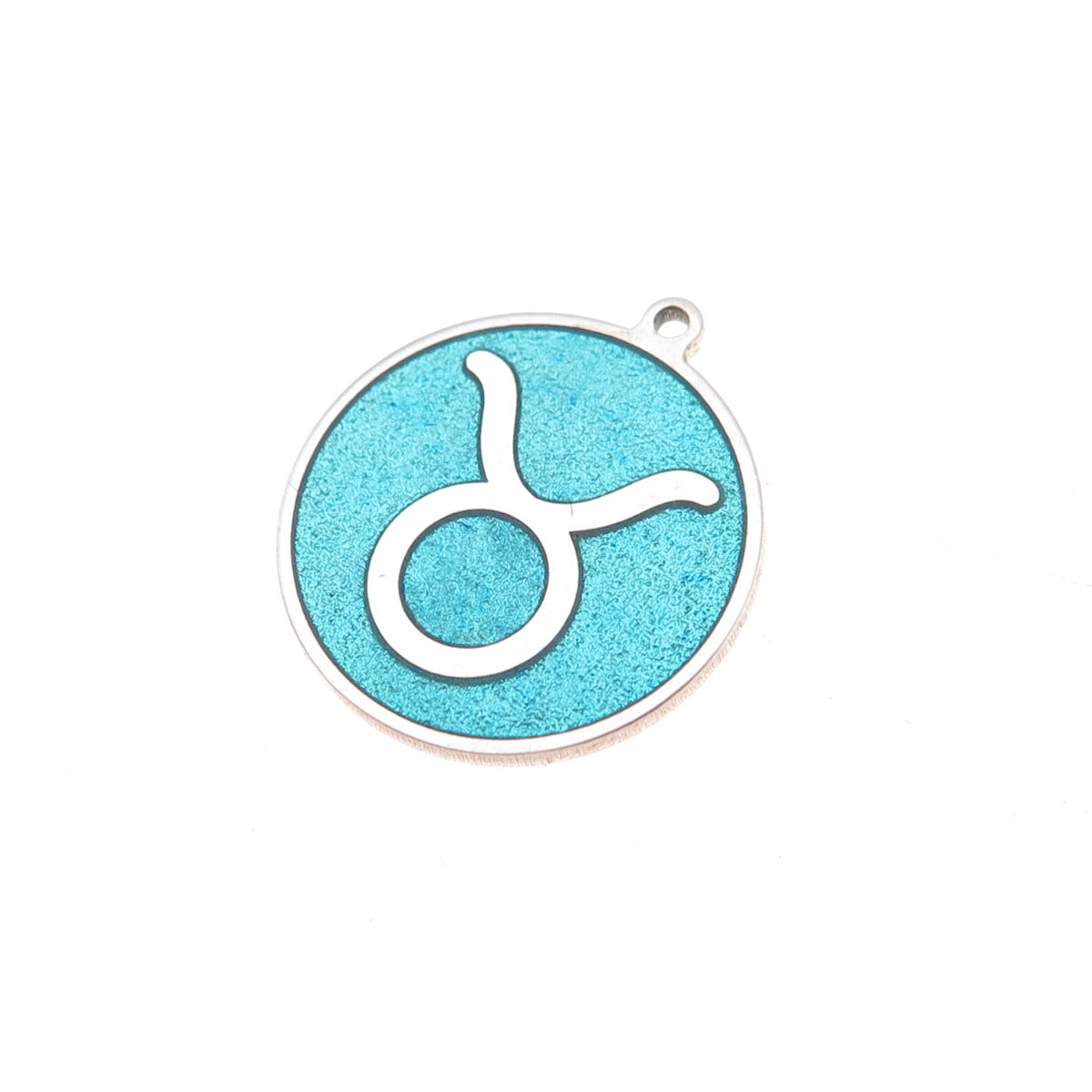 925 Sterling Silver Turquoise Enamel Taurus Zodiac Sign Charm Pendant
