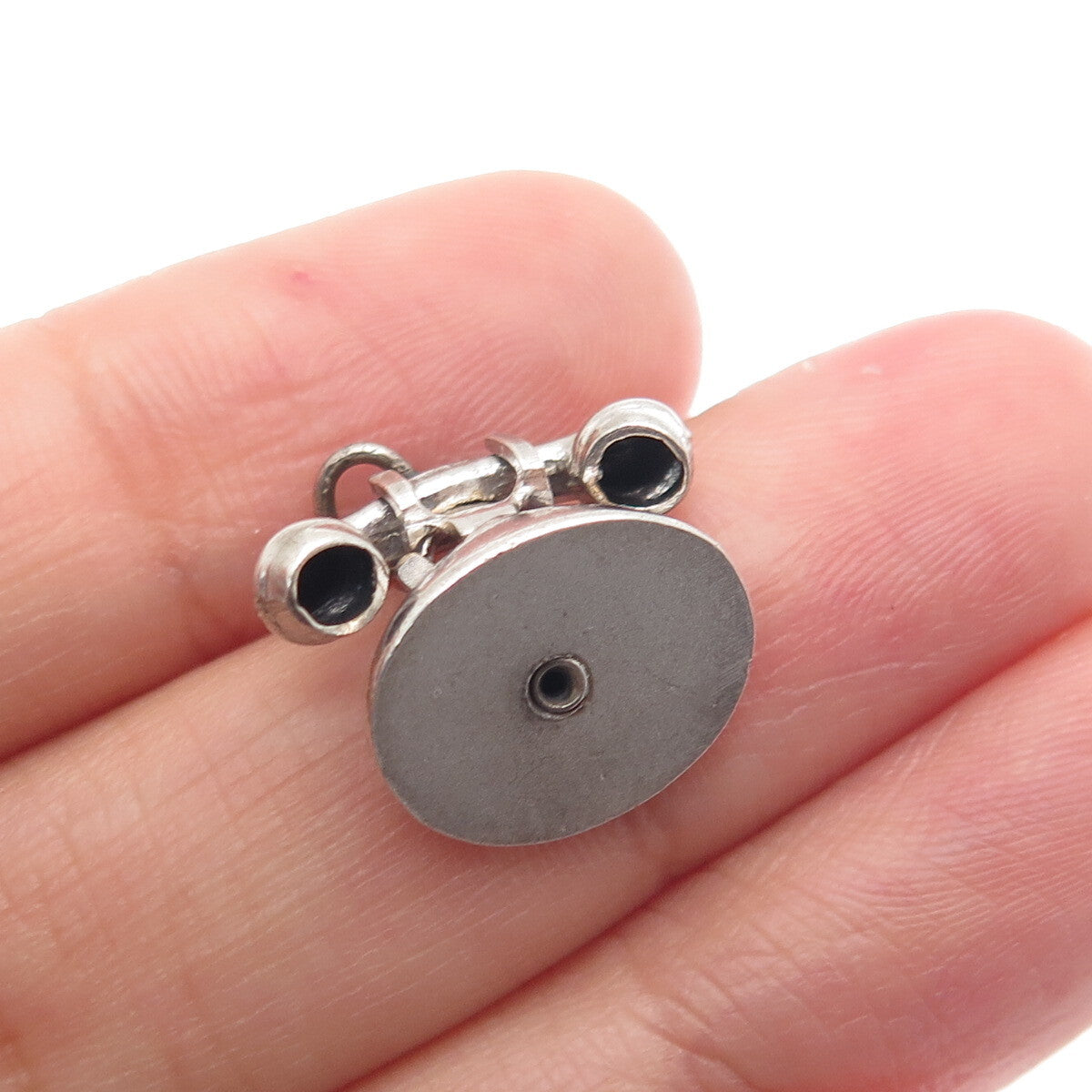 925 Sterling Silver Antique "I Love You" Rotary Telephone Minimalist Pendant
