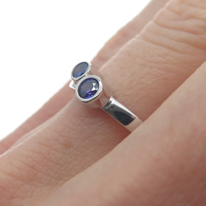 925 Sterling Silver Round-Cut Purple C Z Ring Size 8