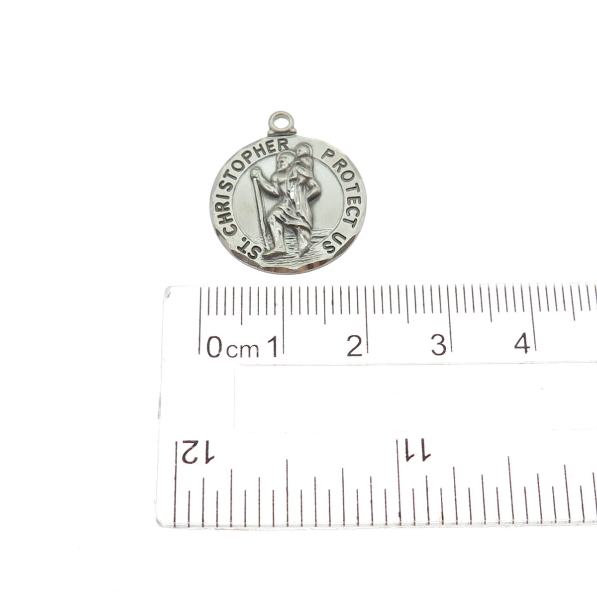 TRU-KAY 925 Sterling Silver Vintage St. Christopher Mini Charm Pendant