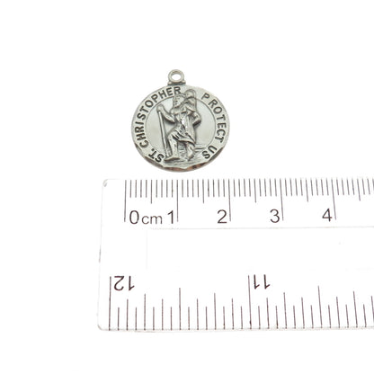 TRU-KAY 925 Sterling Silver Vintage St. Christopher Mini Charm Pendant