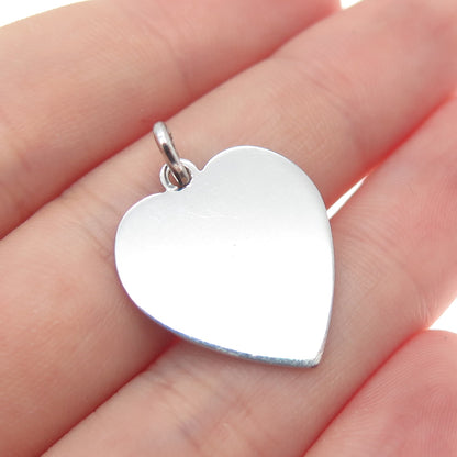 LESTAGE 925 Sterling Silver Vintage Brushed & Smooth Heart Charm Pendant