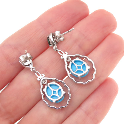 Chuck Clemency 925 Sterling Silver Real Turquoise Peridot & White Topaz Earrings